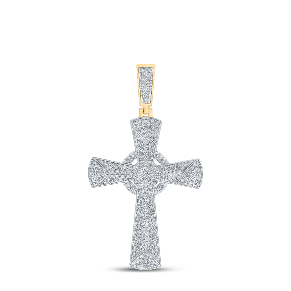 2 3/4CTW-DIA CN CROSS MENS CHARM
