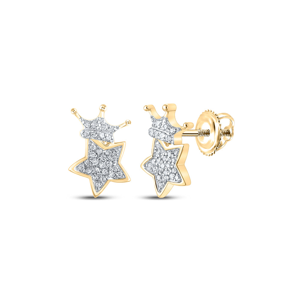 1/6CTW-DIA P1P2 CROWN STAR EARRING