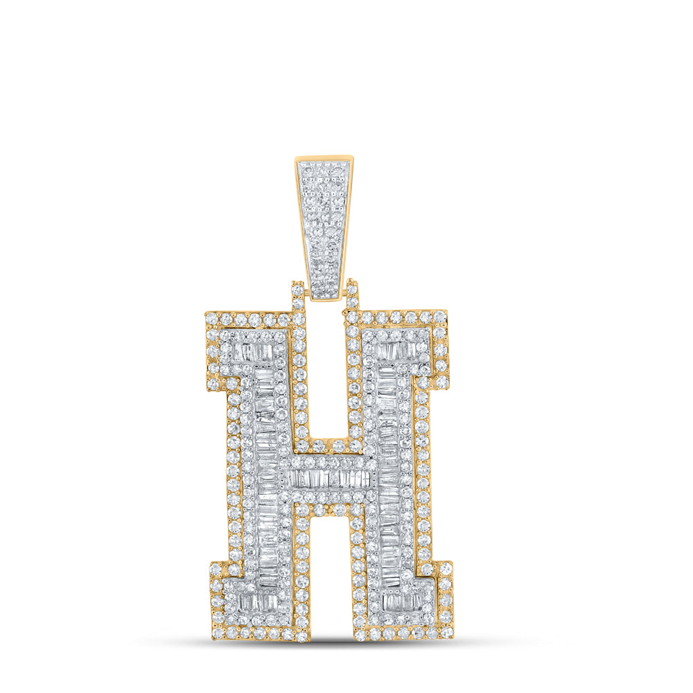 2CTW-DIA CN MENS INITIAL "H" PENDANT
