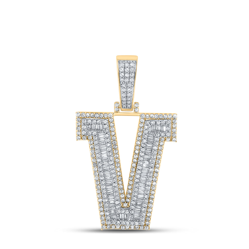 2 CTW-DIA CN MENS INITIAL "V" PENDANT