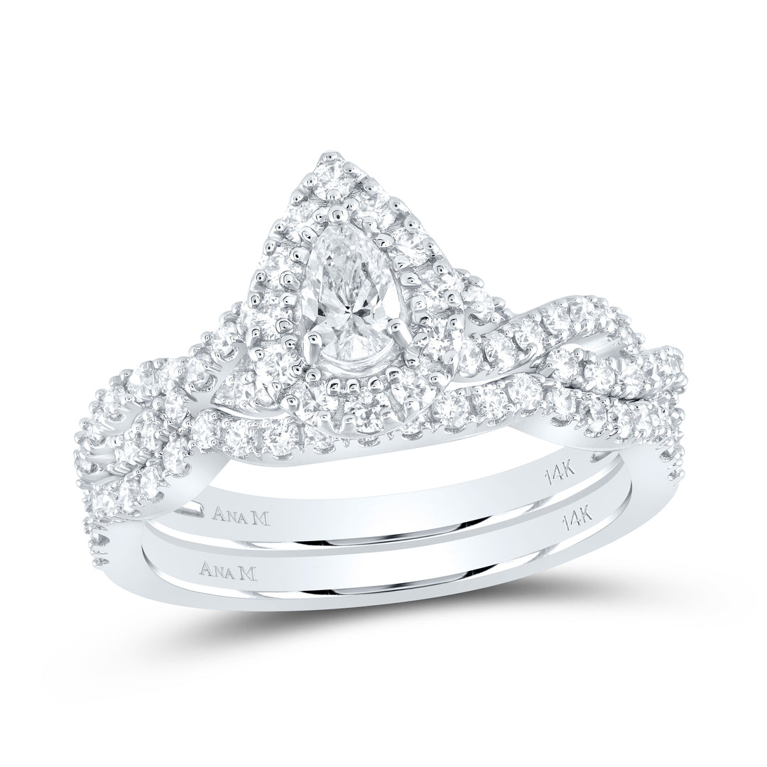 1 CTW-DIA ANA M 1/4CT-CPEAR BRIDAL SET 1 HALO