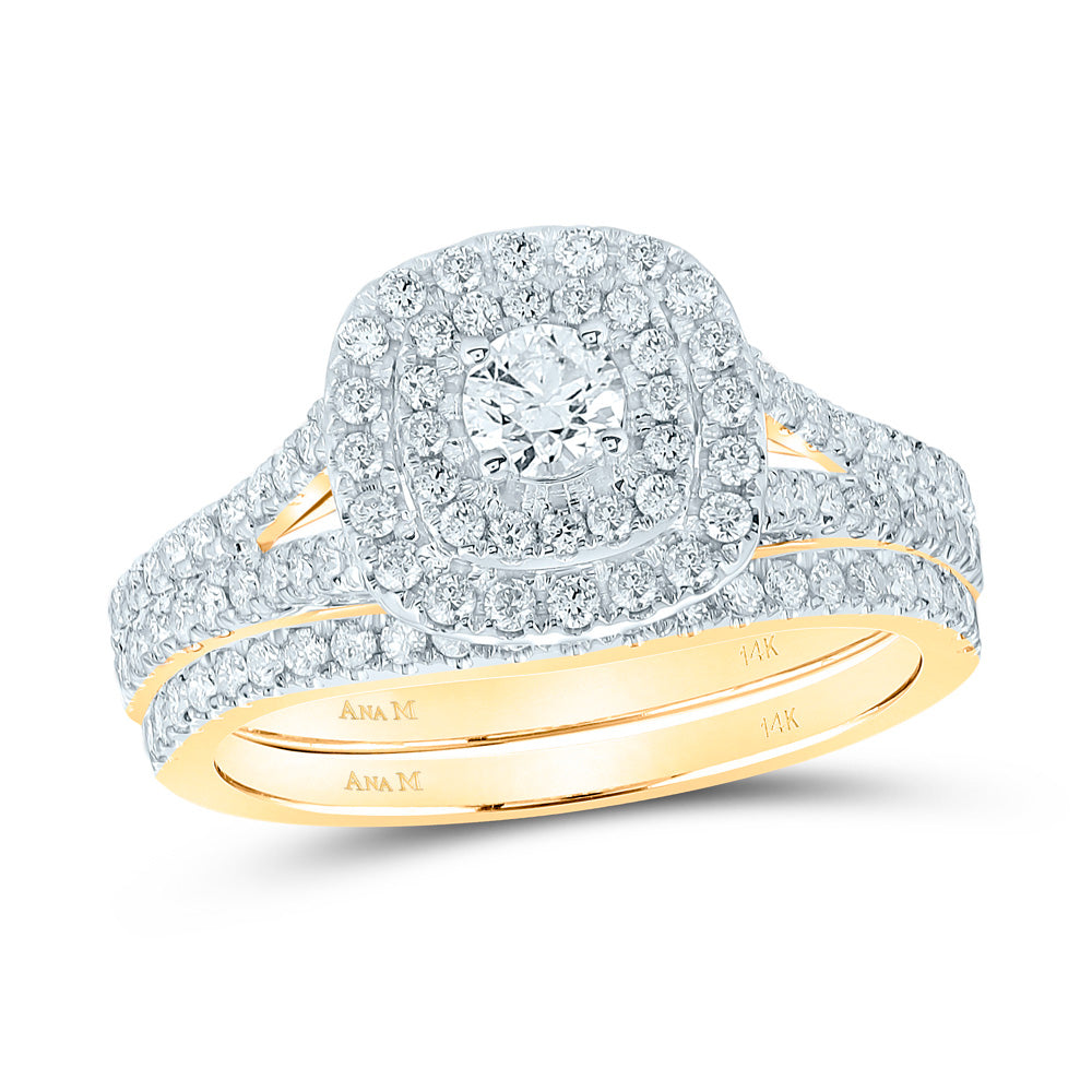 1CTW-DIA ANA M 1/5CT-CRD DOUBLE HALO BRIDAL SET RNG