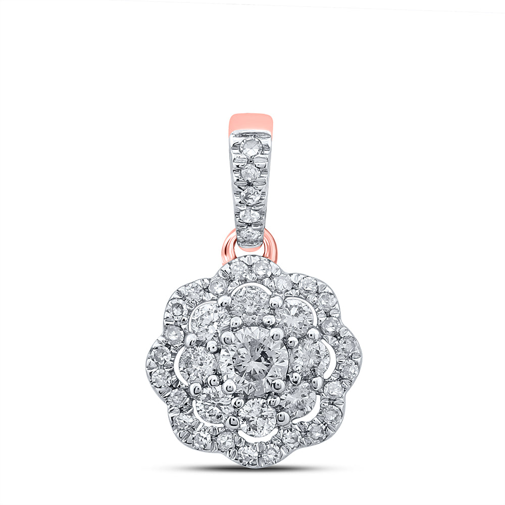 1/4CTW-DIA NK FLOWER PENDANT