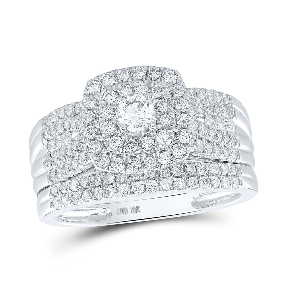 1CTW-DIA NK 1/5CT-CRD BLISS DOUBLE HALO BRIDAL SET