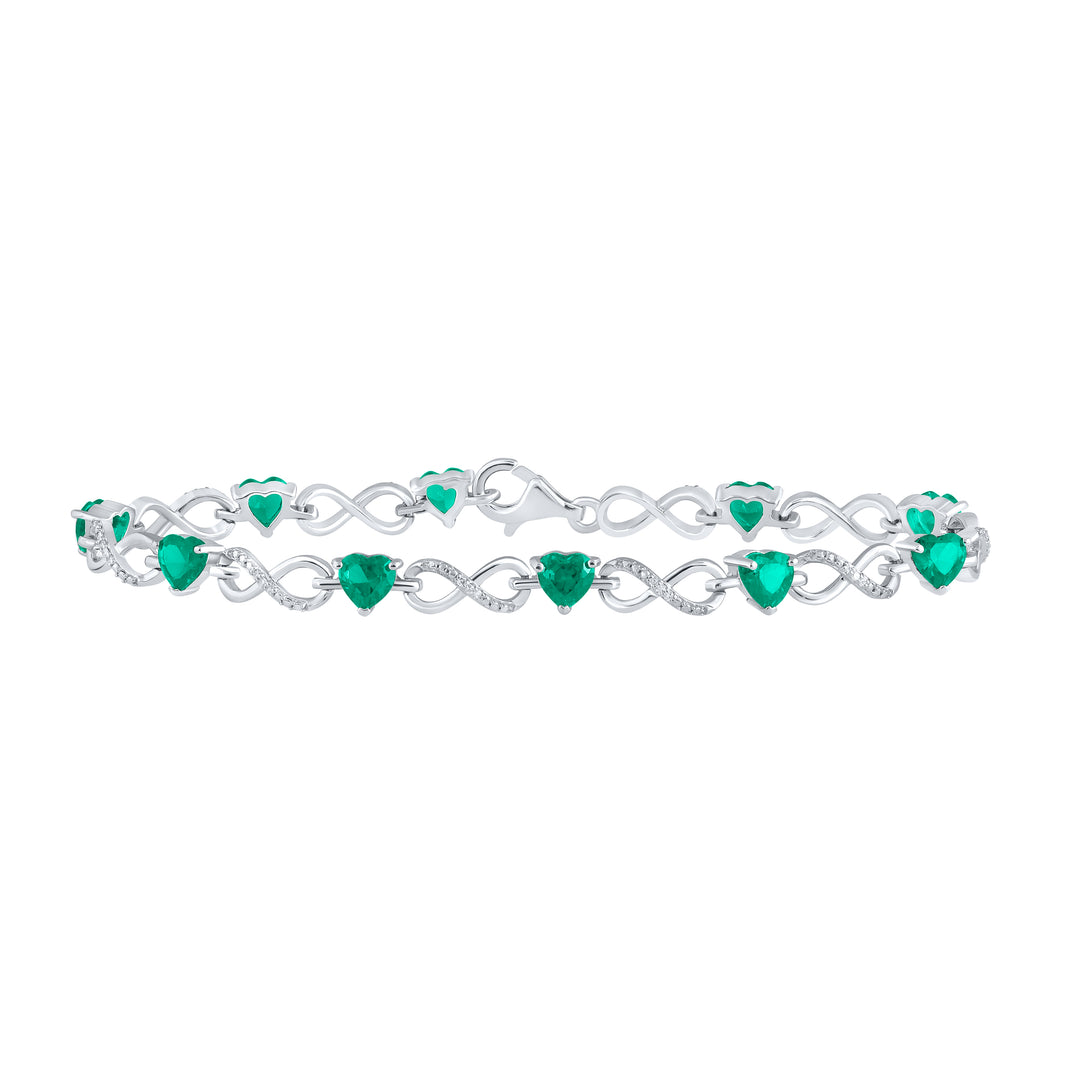 1/10CTW-DIA 7CT-EMERALD SYNTHETIC GEMSTONE BRACELET