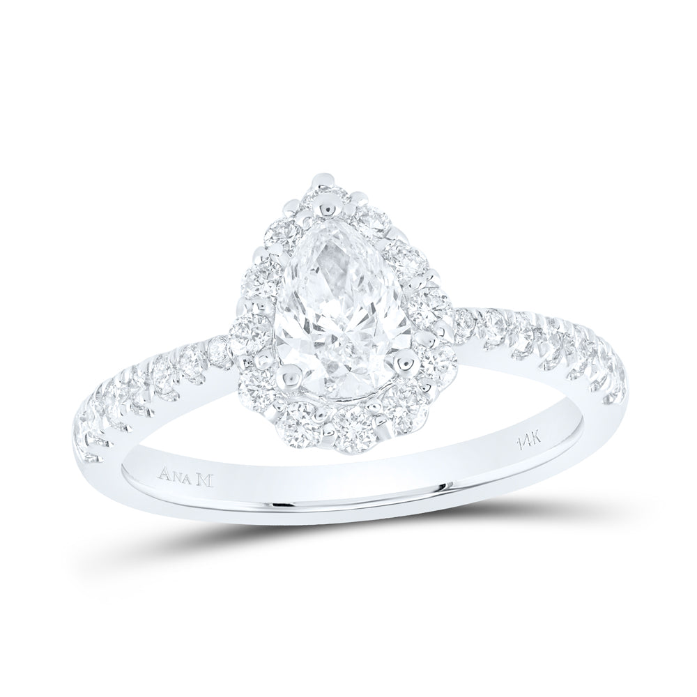 1 1/5CTW-DIA ANA M 3/4CT-CPEAR ENGAGEMENT SINGLE HALO