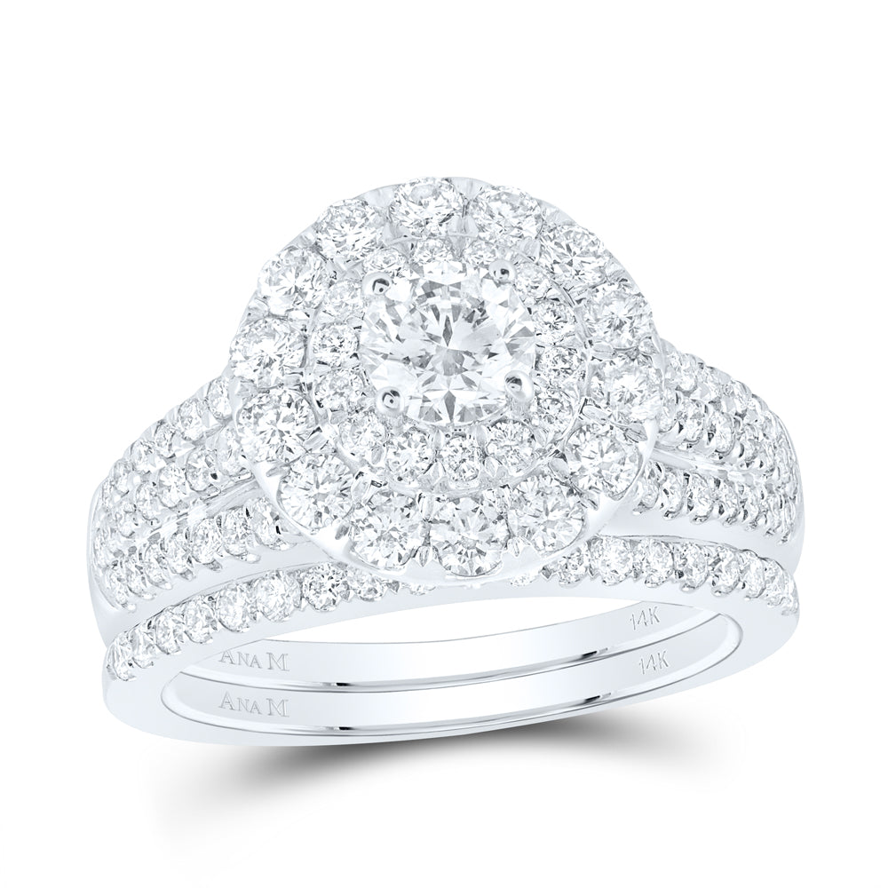 2CTW-DIA ANA M 1/2CT-CRD DUBLE HALO BRIDAL SET