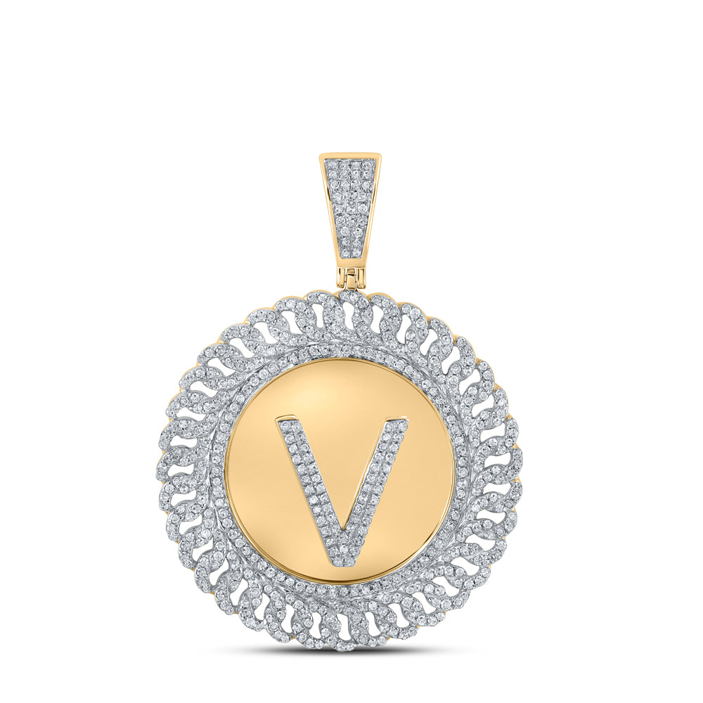 1 1/5CTW-DIA P1P2 INITIAL "V" WITH ROUND PENDANT