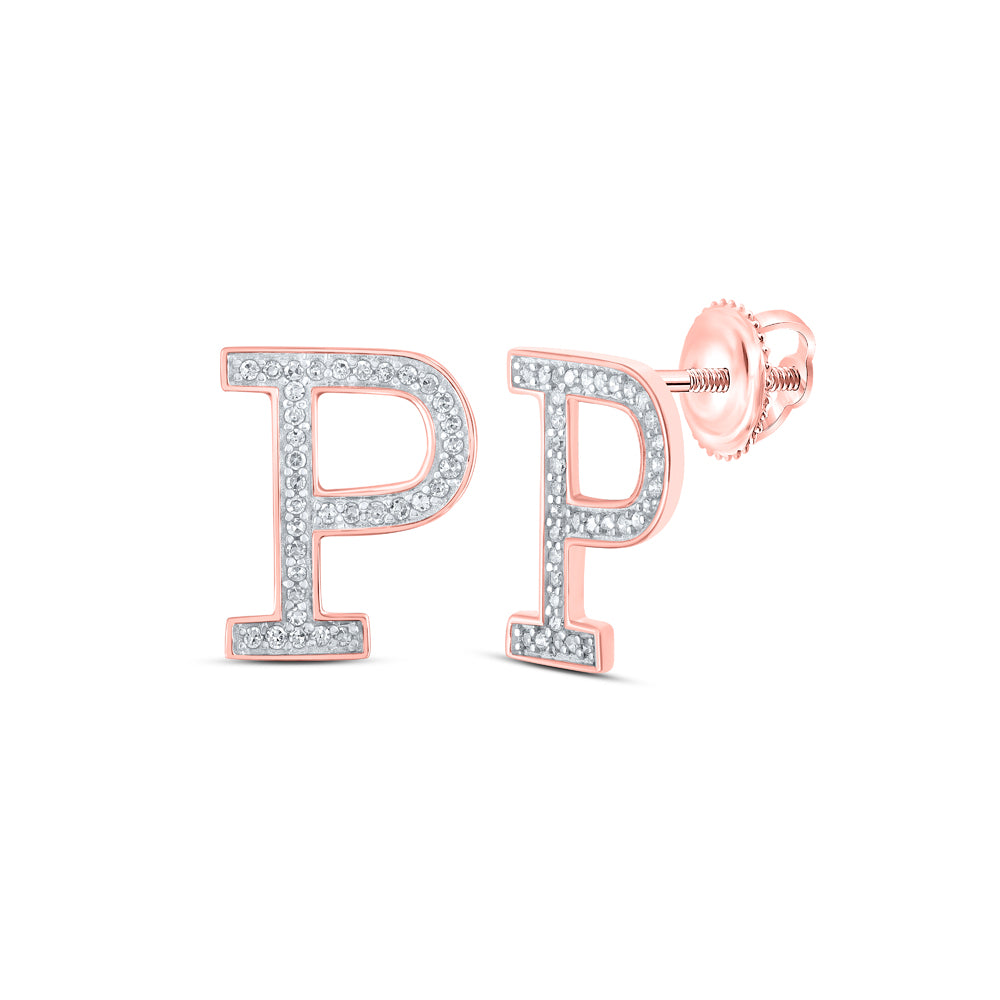1/8CTW-DIA P1P2 INITIAL "P" GIFT EARRING