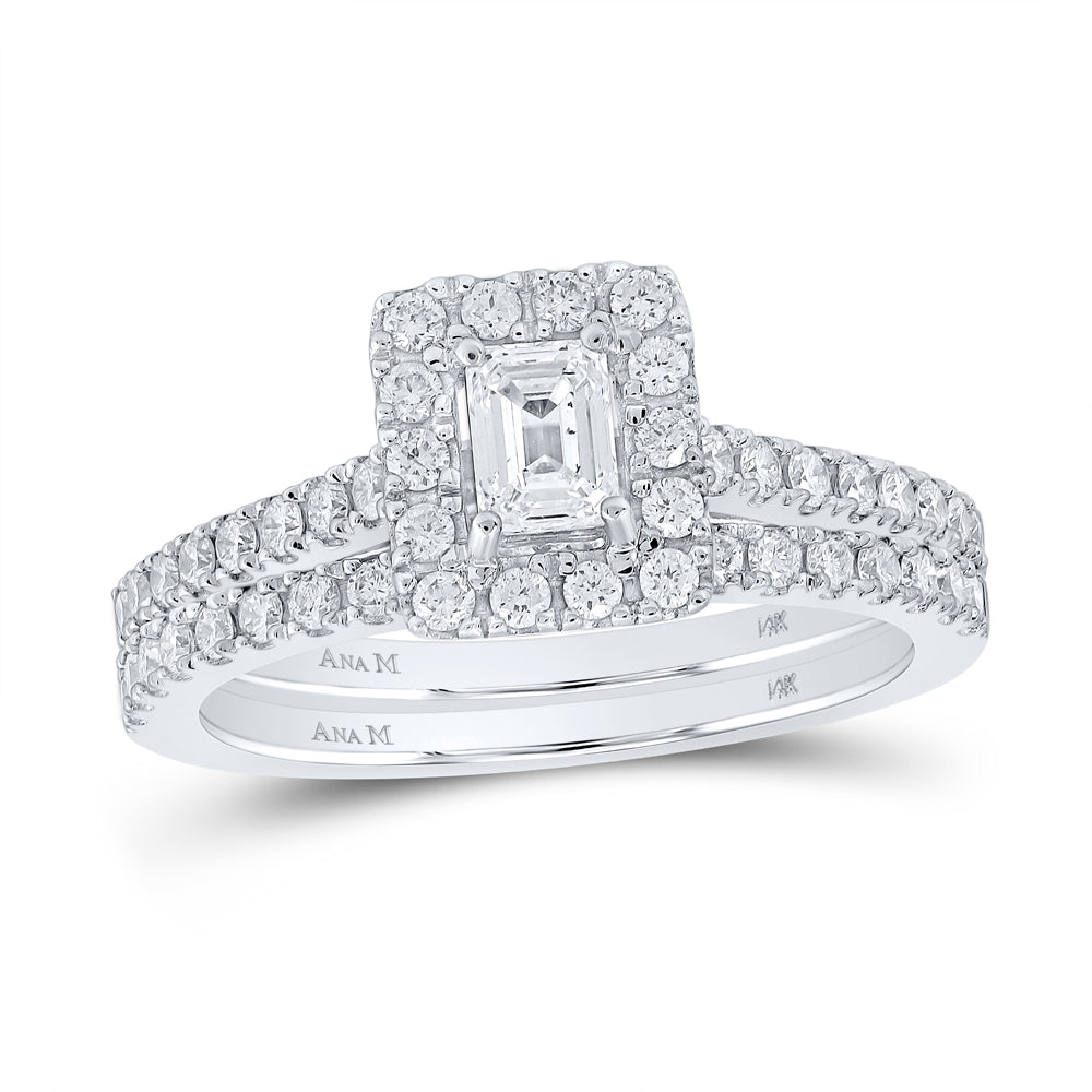 1CTW-DIA ANA M 1/3CT-CEME SINGLE HALO BRIDAL SET