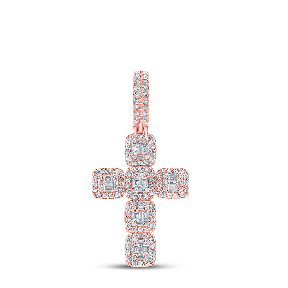 1 7/8CTW-DIA CN CROSS MENS CHARM