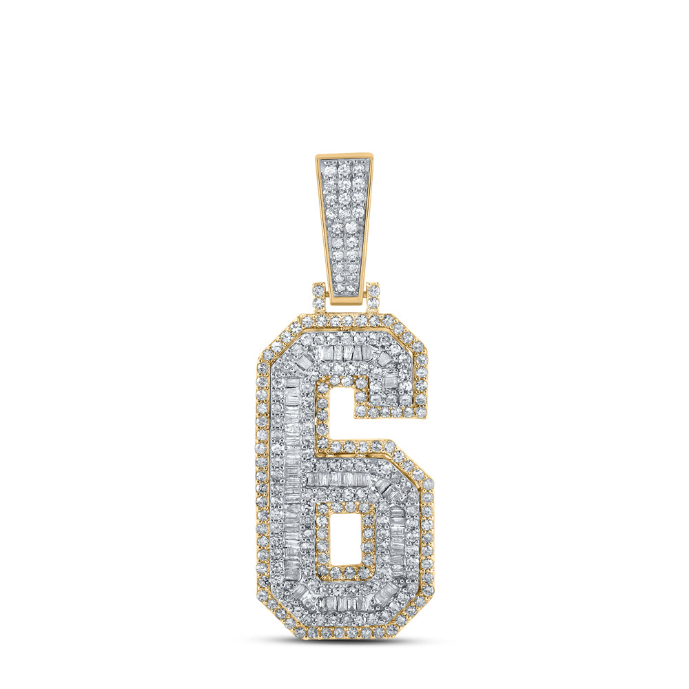 1 5/8CTW-DIA CN NUMBER "6" MENS CHARM