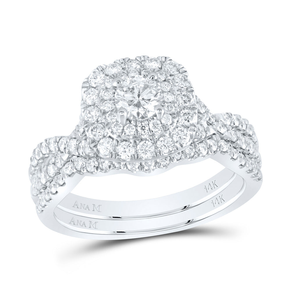 1 CTW-DIA ANA M 1/3CT-CRD BRIDAL SET DOUBLE HALO