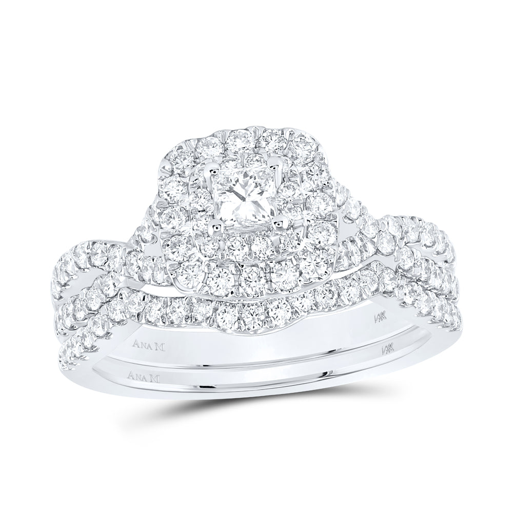 1 CTW-DIA ANA M 1/5CT-CPR BRIDAL SET DOUBLE HALO