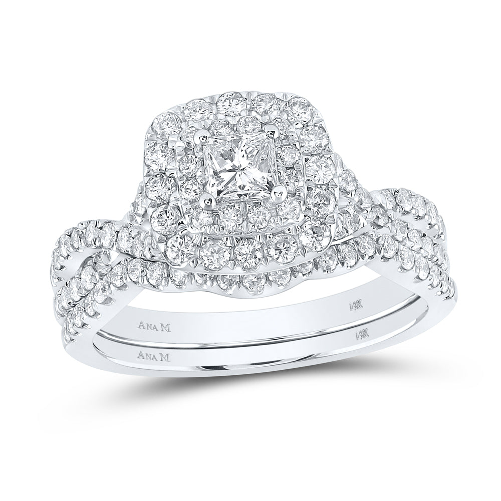 1 CTW-DIA ANA M 1/3CT-CPR BRIDAL SET DOUBLE HALO