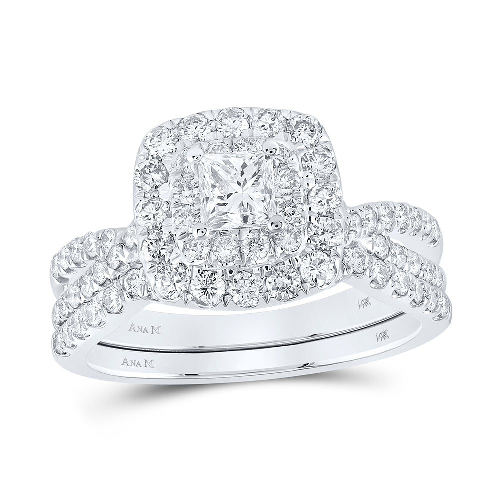 1 1/2CTW-DIA ANA M 3/8CT-CPR BRIDAL SET DOUBLE HALO