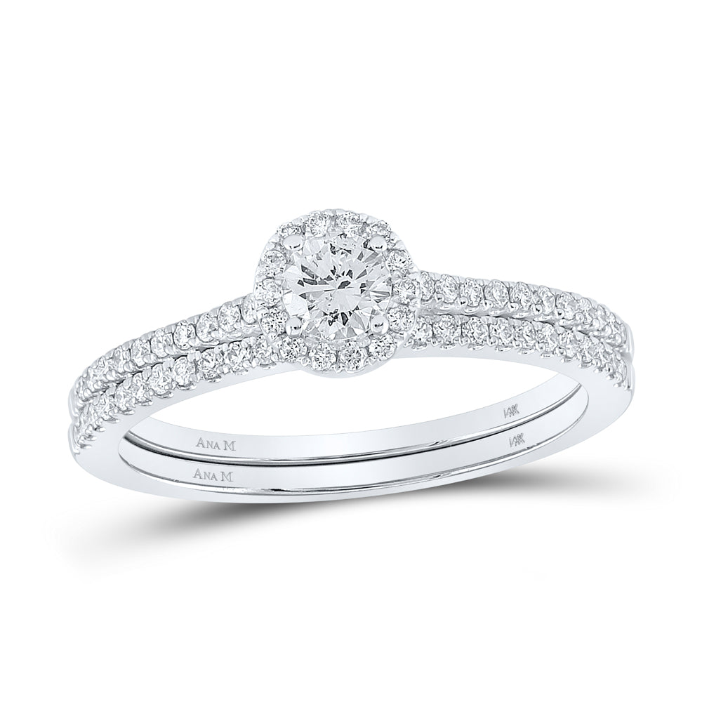 5/8CTW-DIA ANA M 1/3CT-CRD BRIDAL SET SINGLE HALO