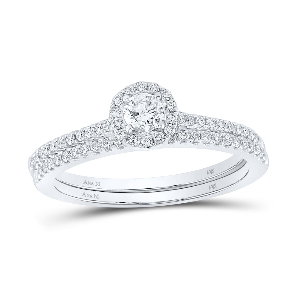 1/2CTW-DIA ANA M 1/5CT-CRD BRIDAL SET SINGLE HALO