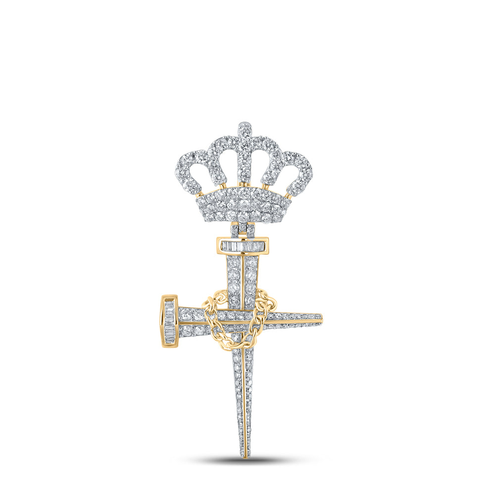 3CTW-DIA NK NAIL CROSS WITH CROWN LOOP MENS CHARM