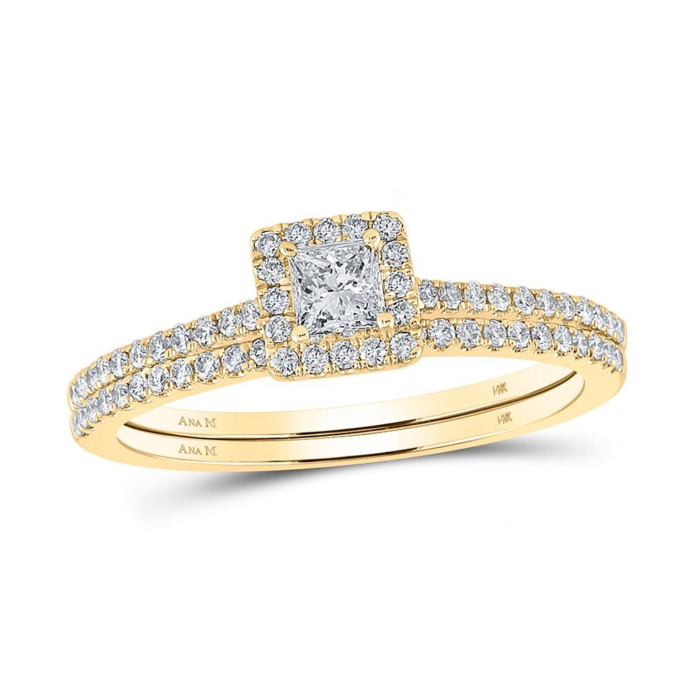 1/2CTW-DIA ANA M 1/5CT-CPR BRIDAL SET SINGLE HALO