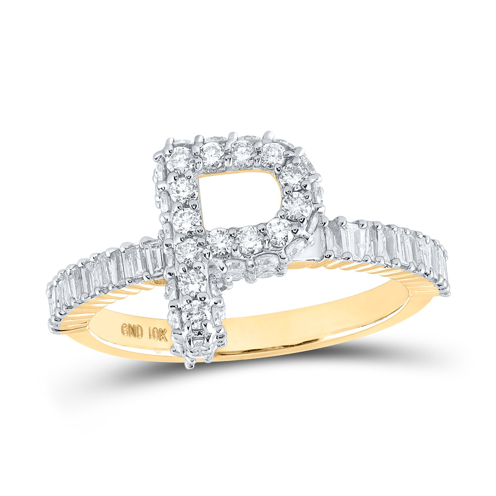 1CTW-DIA NK INITIAL " P " LADIES RING