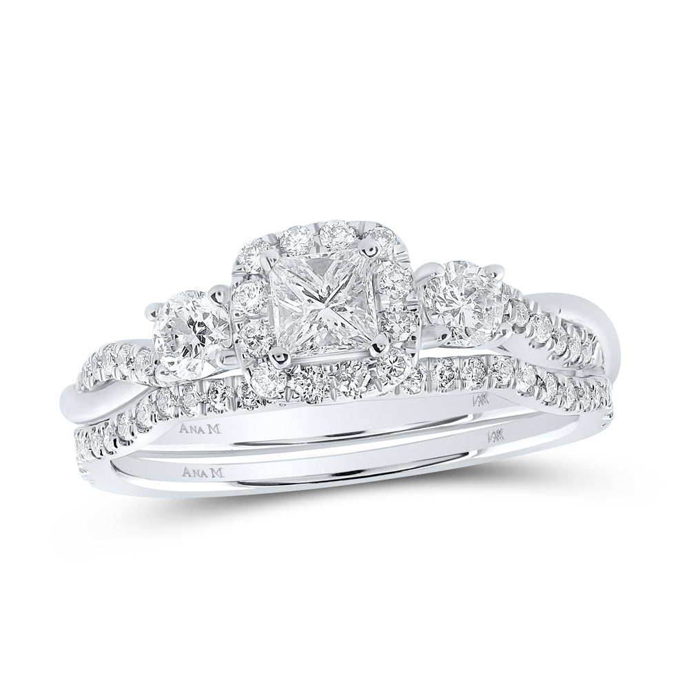 3/4CTW-DIA ANA M 1/4CT-CPR BRIDAL SET SINGLE HALO