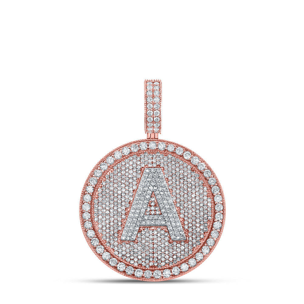 3 3/4CTW-DIA NK INITIAL "A" HONEY COMB MENS CHARM