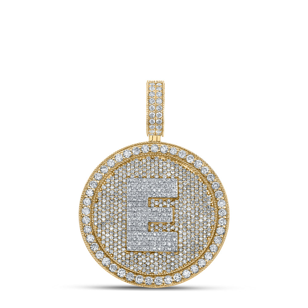 4CTW-DIA NK INITIAL "E" HONEY COMB MENS CHARM