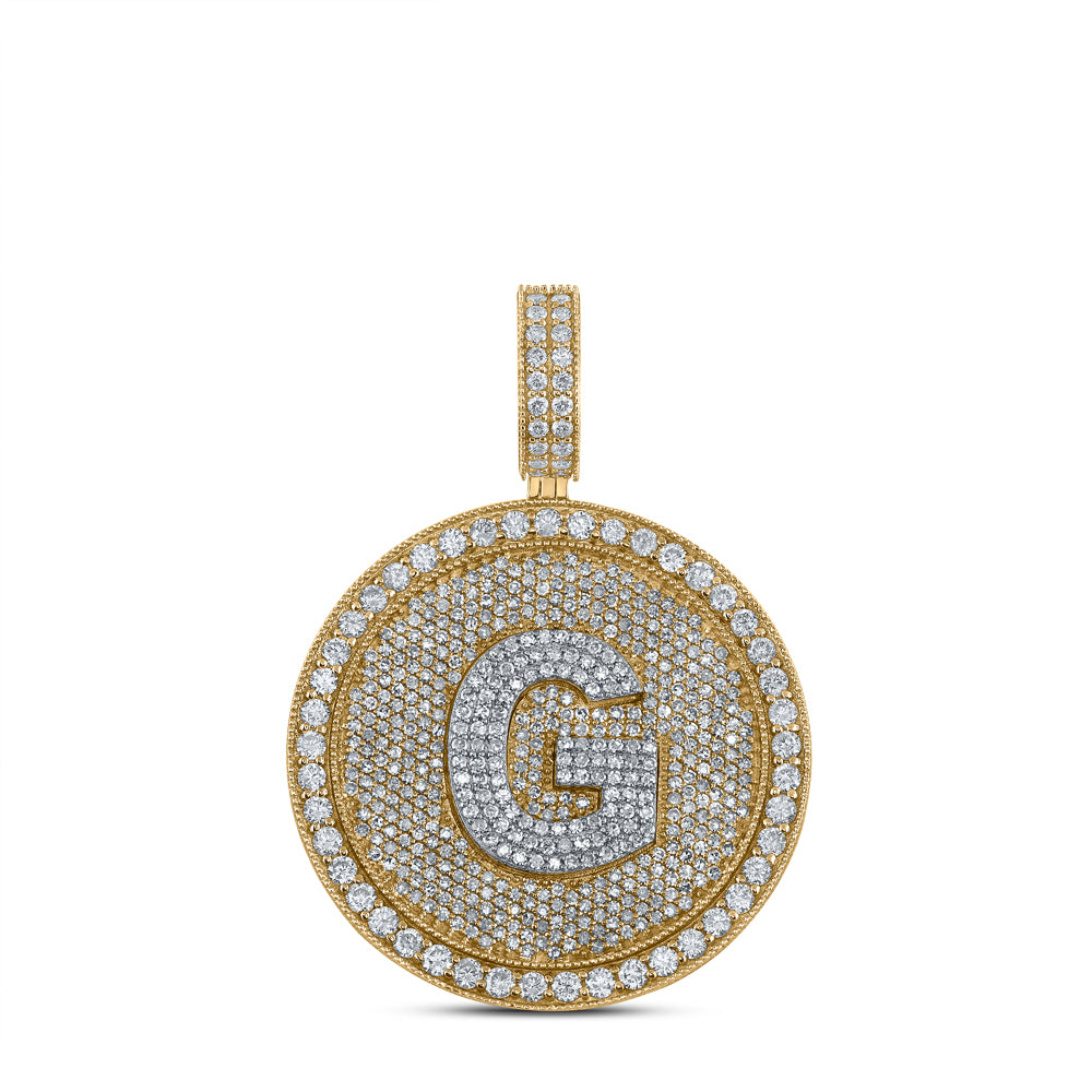3 3/4CTW-DIA NK INITIAL "G" HONEY COMB MENS CHARM