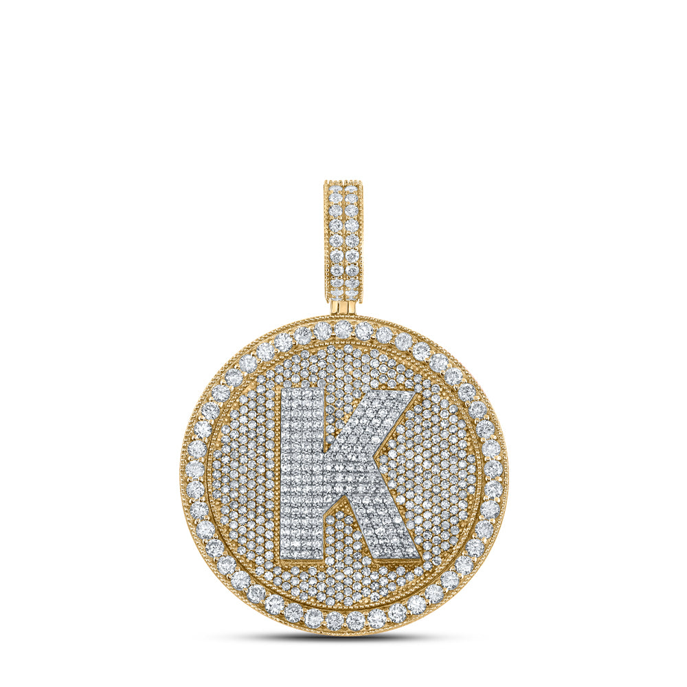 3 3/4CTW-DIA NK INITIAL "K" HONEY COMB MENS CHARM