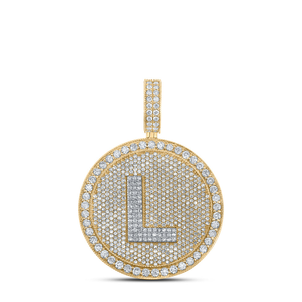 4CTW-DIA NK INITIAL "L" HONEY COMB MENS CHARM