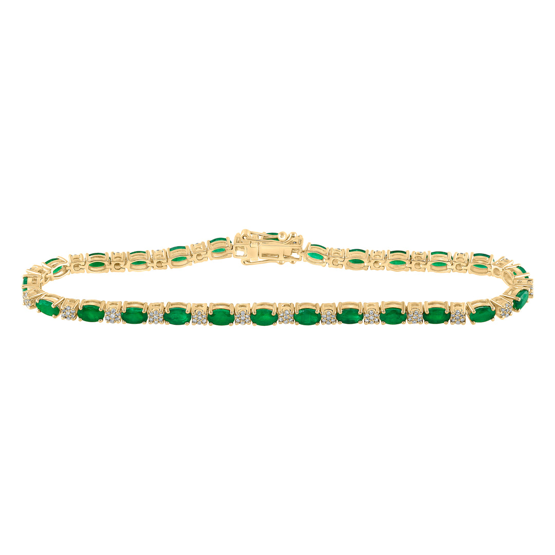 1/2CTW-DIA CN 5CTW-EME NATURAL GEM BRACELET (8 INCH)