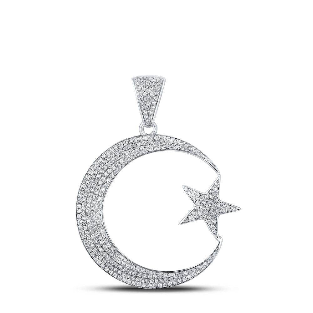 3/4CT-DIA P1P2 MENS CRESCENT MOON CHARM