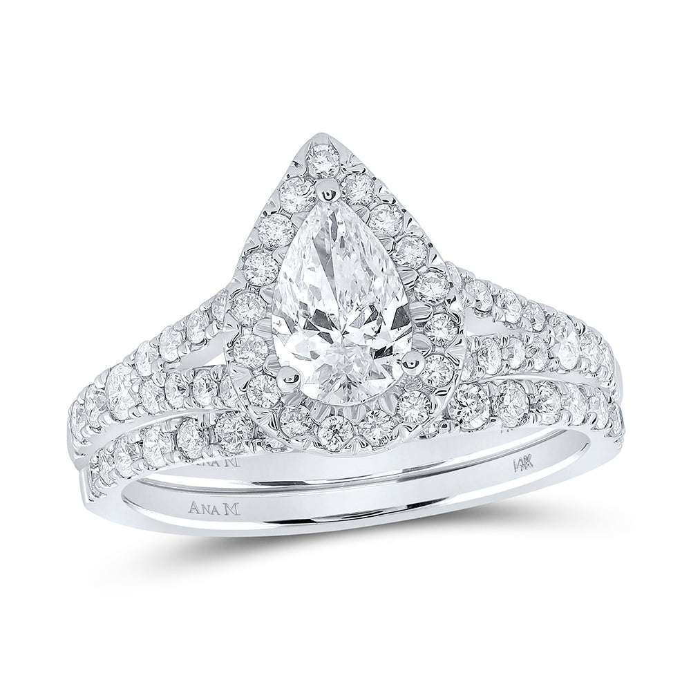1 1/2CTW-DIA ANA M 3/4CT-CPEAR BRIDAL SET 1 HALO