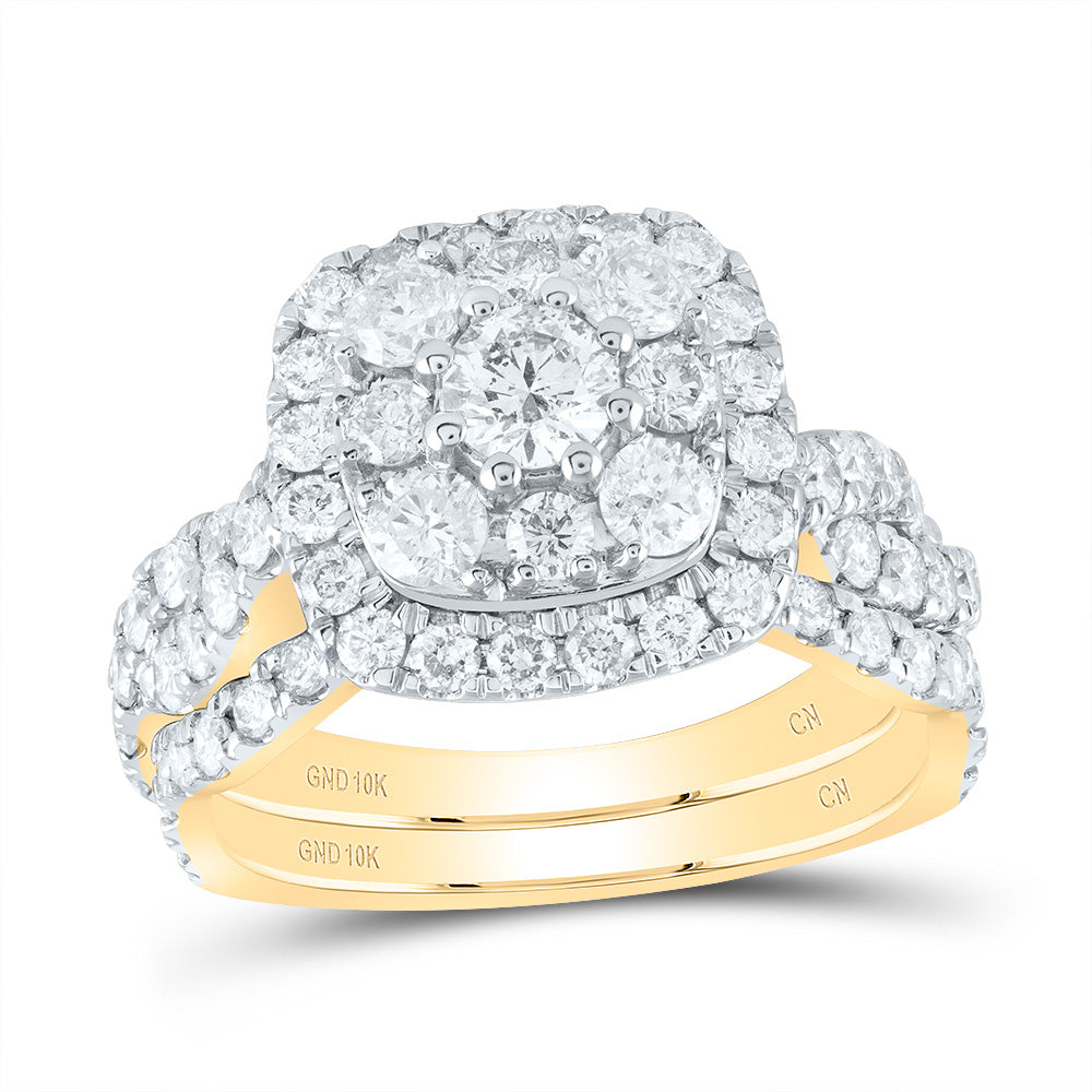 2CTW-DIA CN 1/4CT-CRD DOUBLE HALO BRIDAL SET