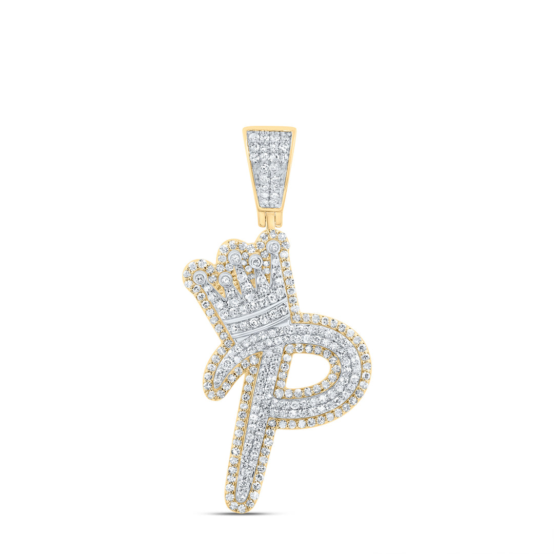 1 CTW-DIA NK INITIAL "P" CROWN MENS PENDANT
