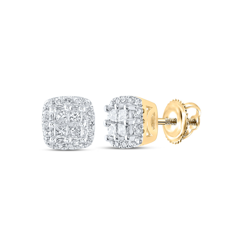 1/4CTW-DIA CN INVISIBLE CUSHION EARRING