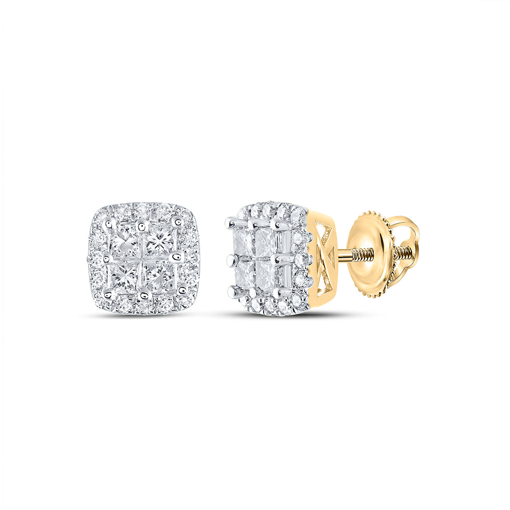 3/4CTW-DIA CN INVISIBLE CUSHION EARRING