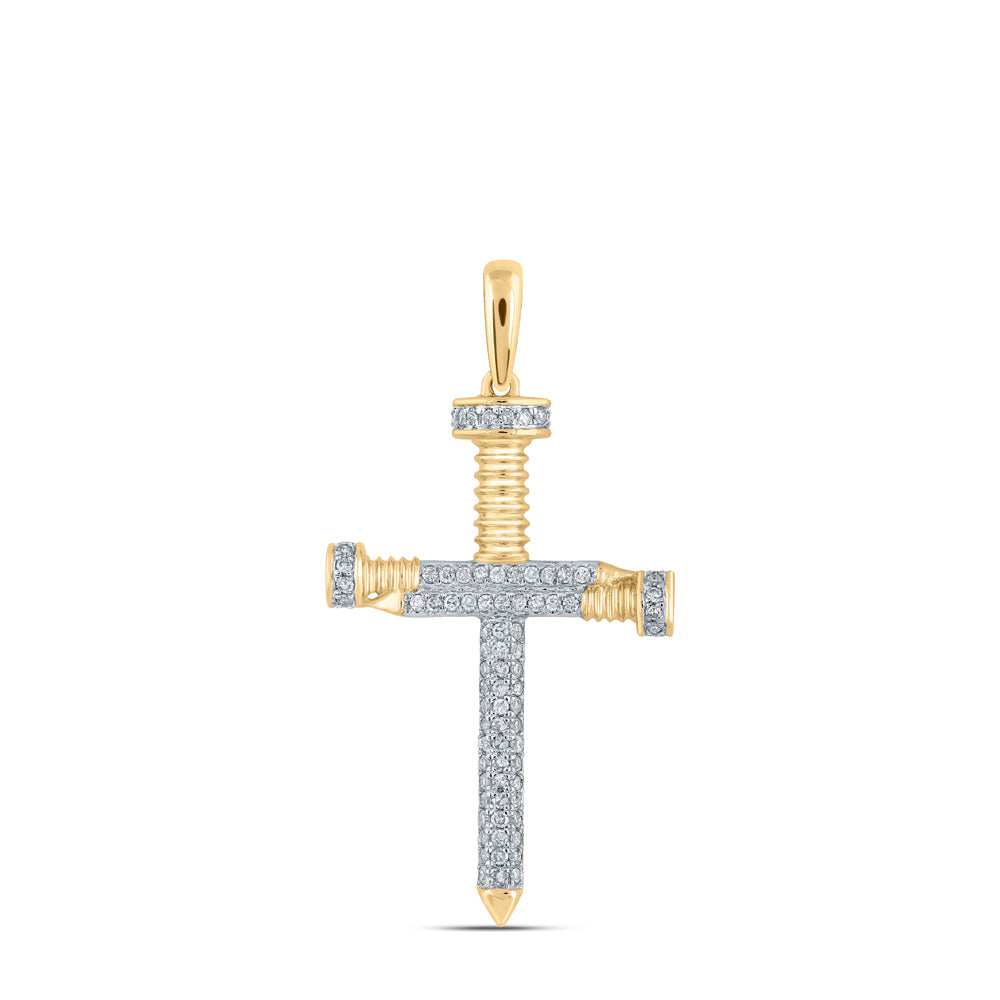 1/3CT-DIA CN MENS NAIL CROSS CHARM