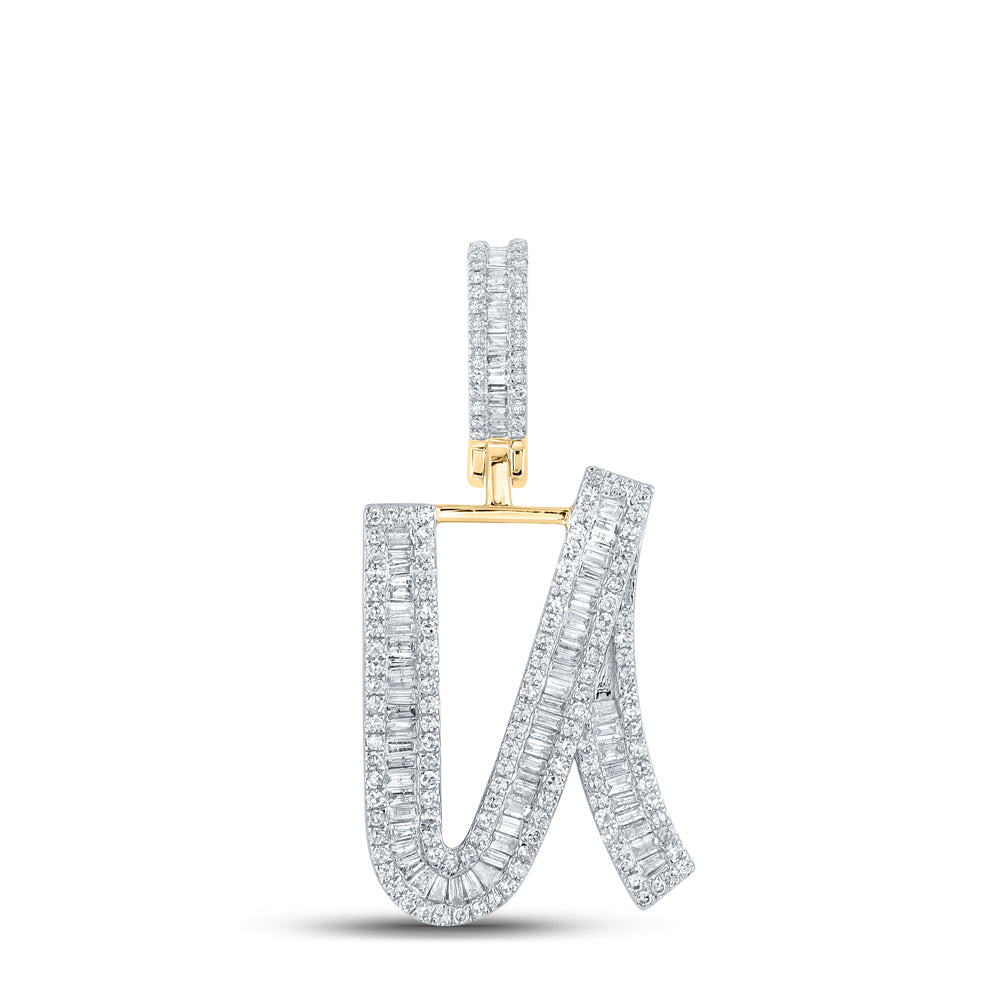 7/8CTW-DIA CN INITIAL "U" MENS CHARM