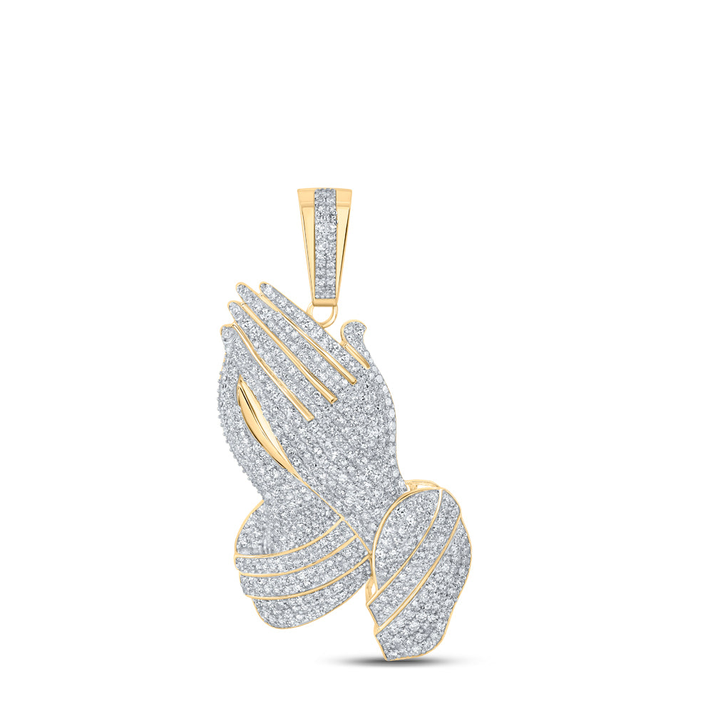 2 3/8CTW-DIA NK PREYING HAND MENS CHARM