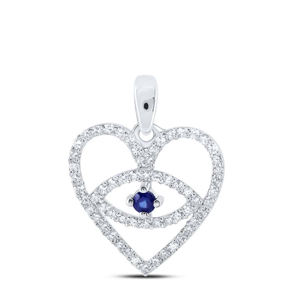 1/4CTW-DIA NK 1/20CT-SAPP HEART PENDANT