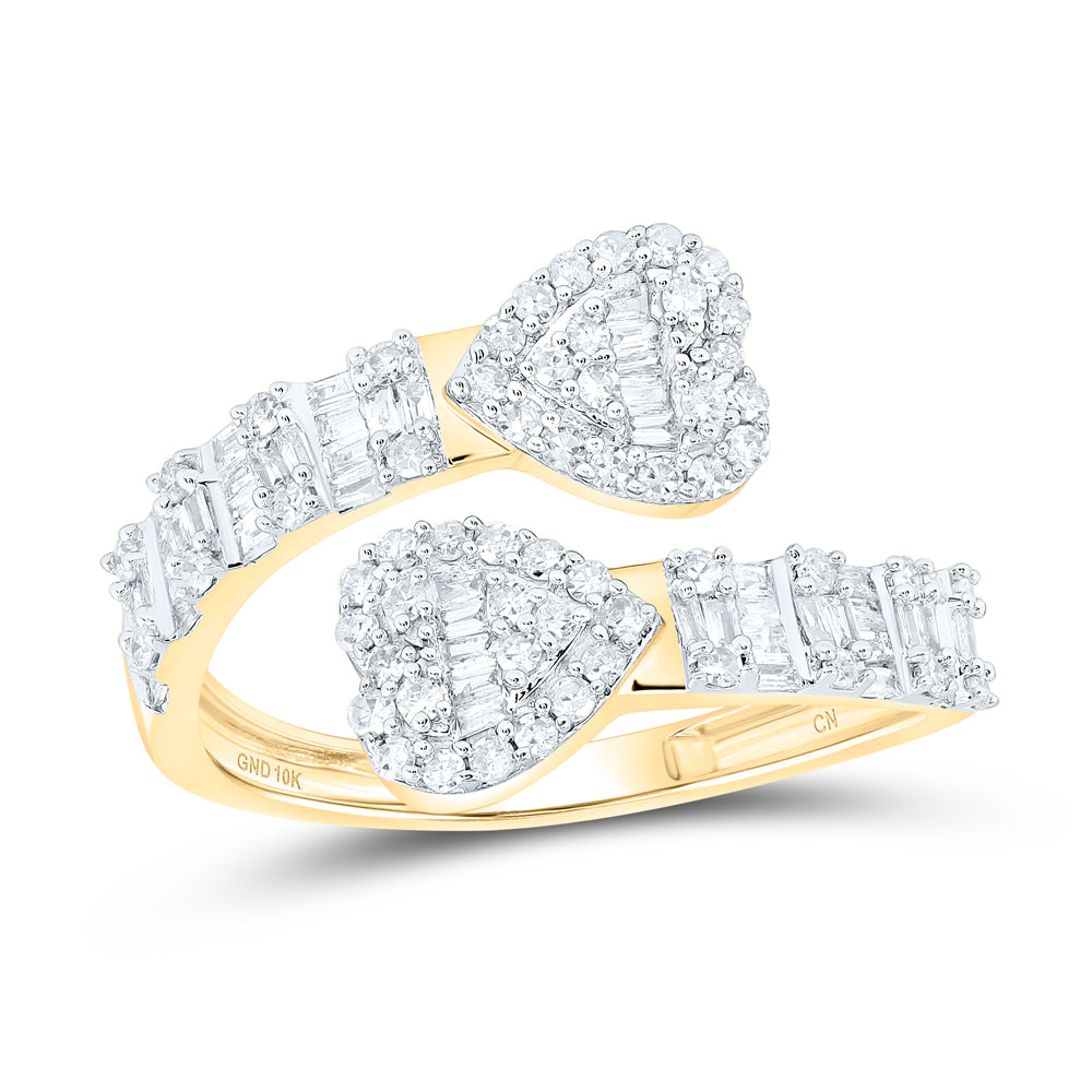 5/8 CTW-DIA CN HEART CUFF LADIES RING SIZE 7.5