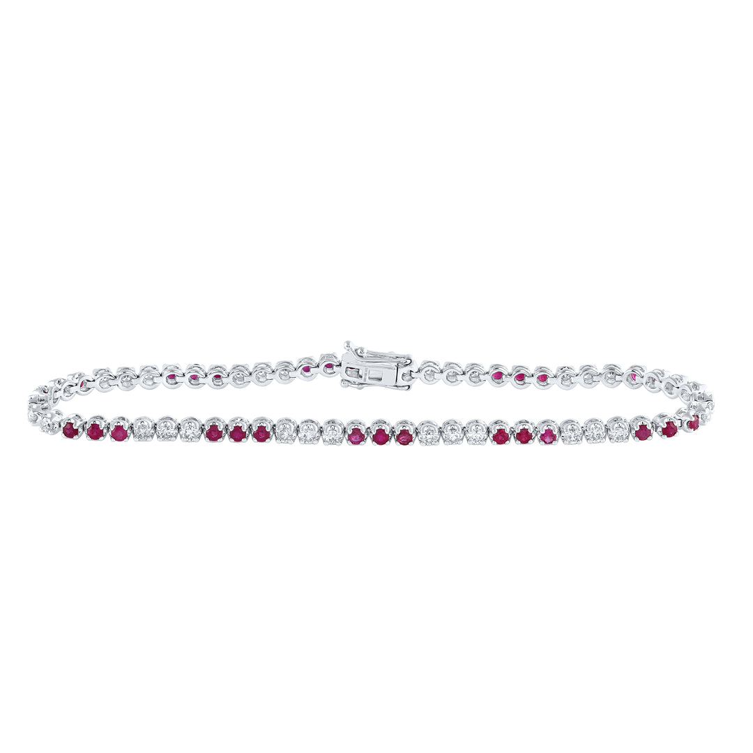 1CTW-DIA NK 1 1/2CTW-RUBY NATURAL GEM TENNIS BRACELET (7 INCH)