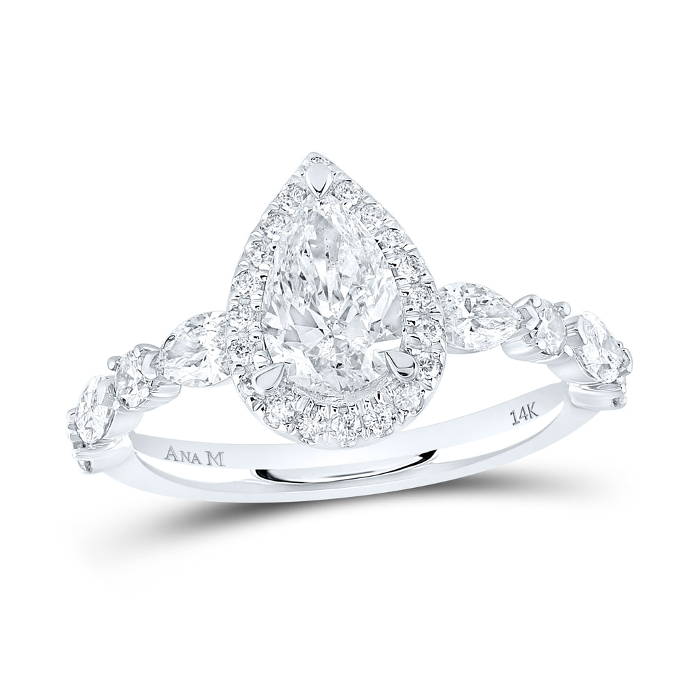 1 3/4CTW-DIA ANA M 1CT-CPEAR SINGLE HALO ENGAGEMENT RING