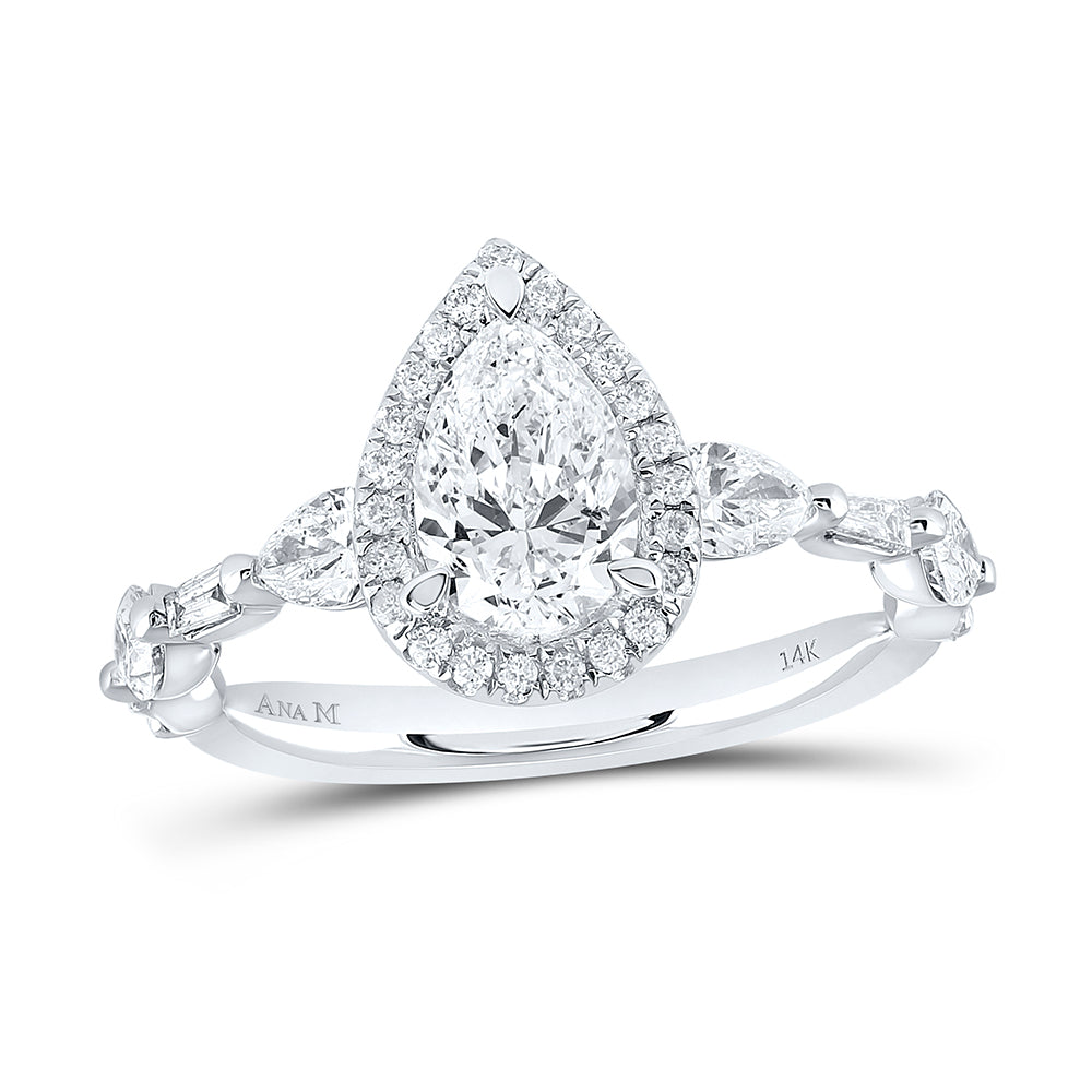 1 7/8CTW-DIA ANA M 1CT-CPEAR SINGLE HALO ENGAGEMENT RING