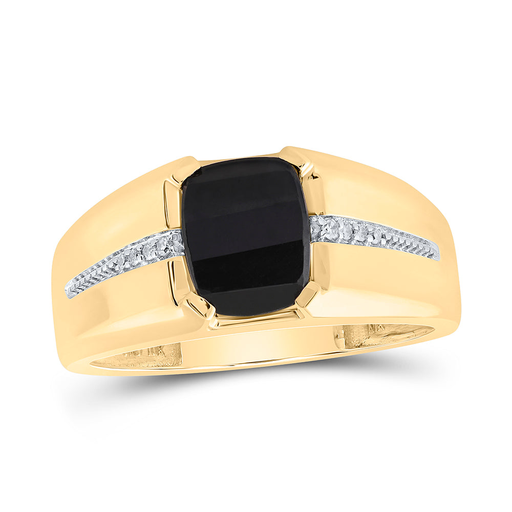 1/20 CTW-DIA NK 9X7 MM ONYX BLACK MENS RING