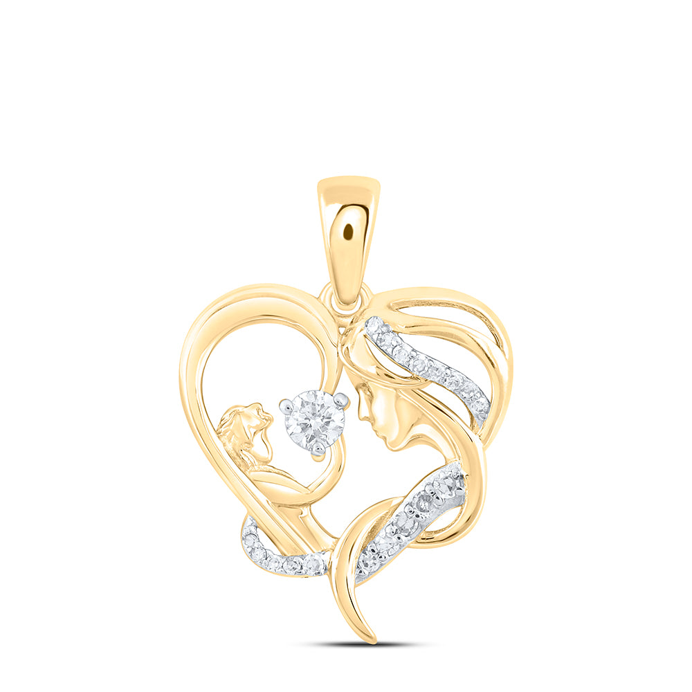 1/6CTW-DIA NK MOM HEART PENDANT