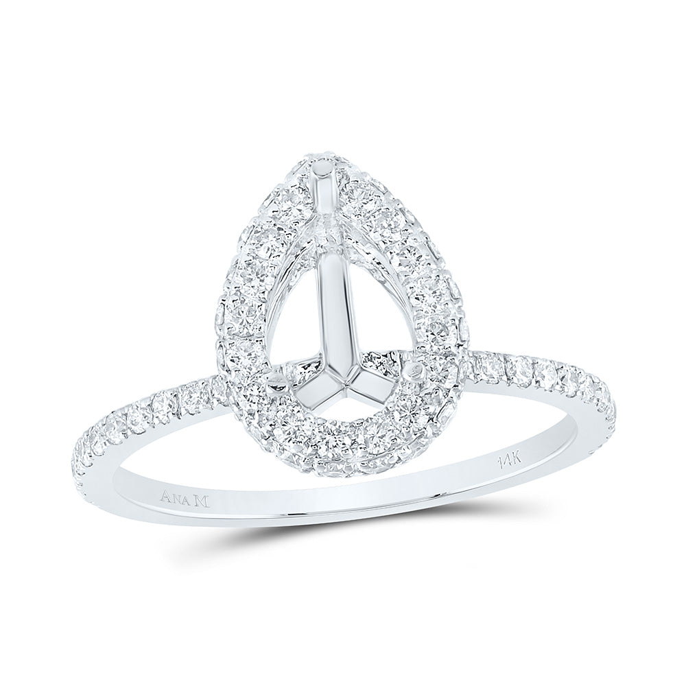 3/4CTW-DIA ANA M 1 1/2CT-PEAR SEMI-MOUNT SINGLE HALO RING