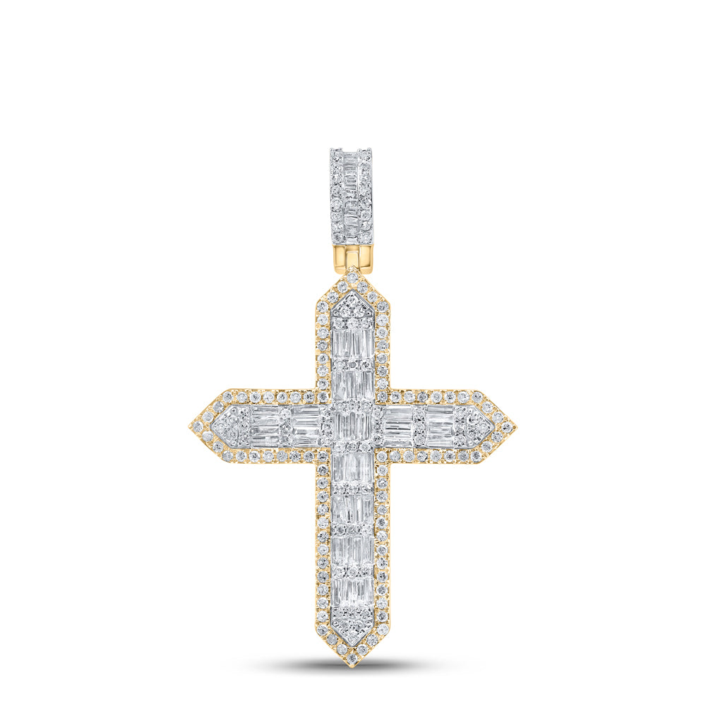 1 3/4CTW-DIA P1P2 CROSS MENS CHARM